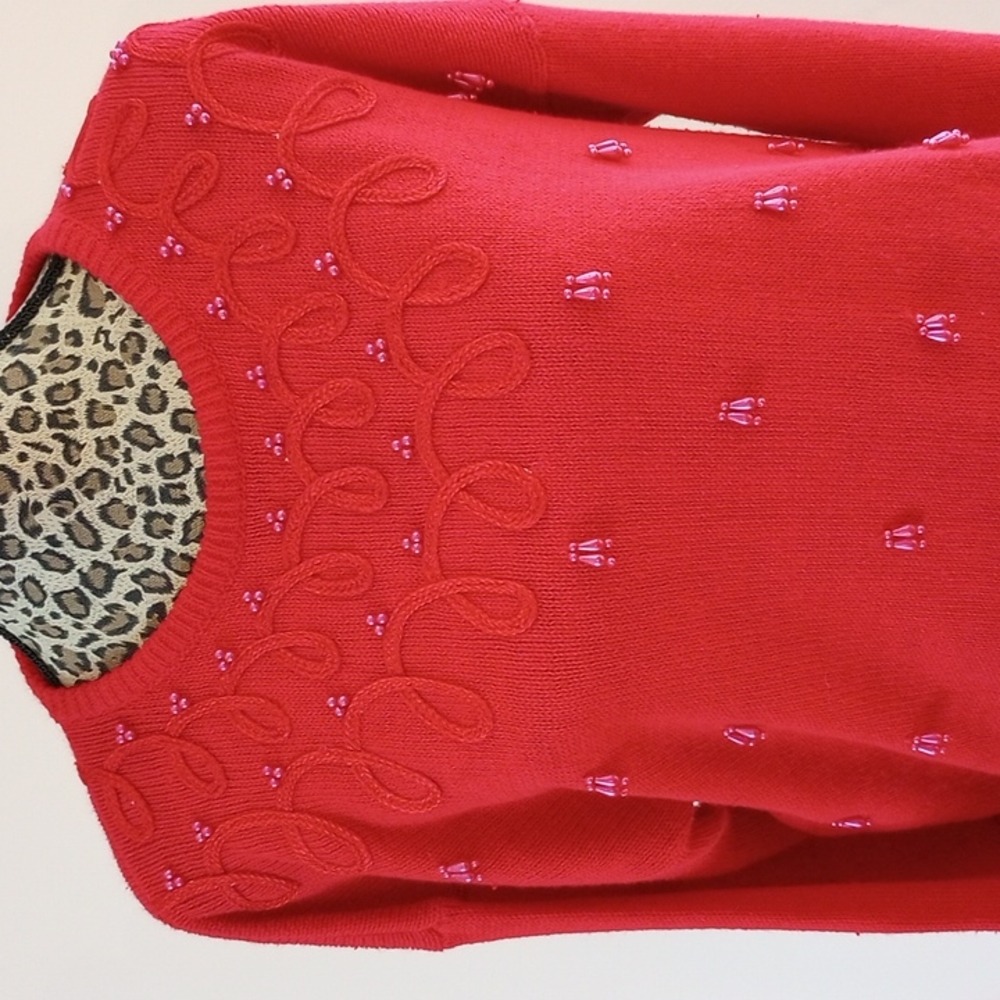 REDUCED!VTG Jessica Stevens Holiday Tunic Sweater W/Embellishments SizeM